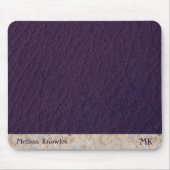 Custom Monogram Mannelijk Modern Paars Leder Muismat (Voorkant)