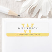 CUSTOM MONOGRAM modern eenvoudig initiaal geel gri Etiket (Insitu)
