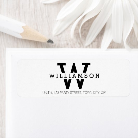 CUSTOM MONOGRAM modern eenvoudig initiaal naam zwa Etiket (Insitu)