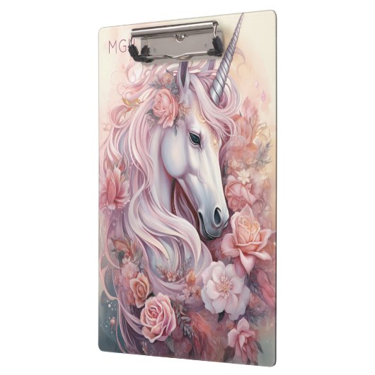 Custom Monogram Mooie Eenhoorn Klembord (Links)