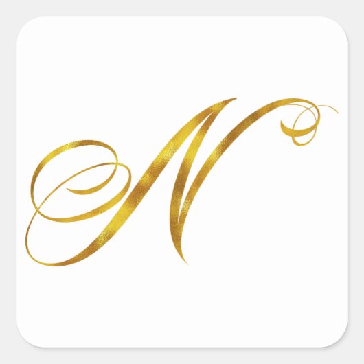 Custom Monogram N Faux Gold Folie Monogrammen Init Vierkante Sticker (Voorkant)