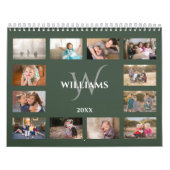 Custom Monogram Name Green Photo Kalender (Hoes)