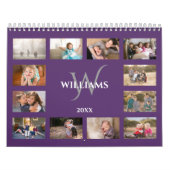Custom Monogram Name Purple Photo Kalender (Hoes)