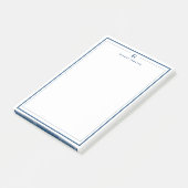 Custom Monogram Navy Blue Border Stationery  Post-it® Notes (Schuin)