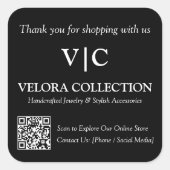 Custom Monogram or Logo QR Code Black Sticker (Voorkant)