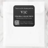 Custom Monogram or Logo QR Code Black Sticker (Tas)