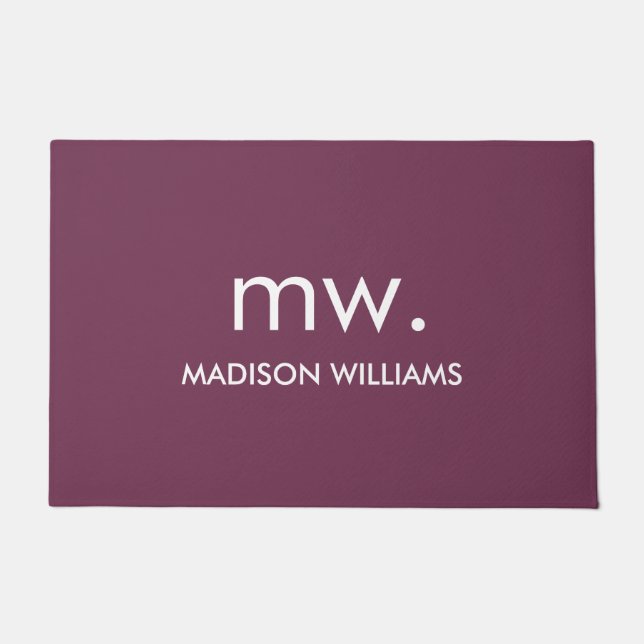 Custom Monogram Pastel Elegant Stijlvol Modern Deurmat (Voorkant)