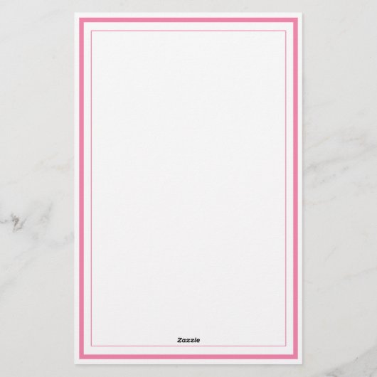 Custom Monogram Pink Border Stationery Briefpapier (Achterkant)