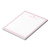 Custom Monogram Pink Border Stationery Notitieblok (Gedraaid)