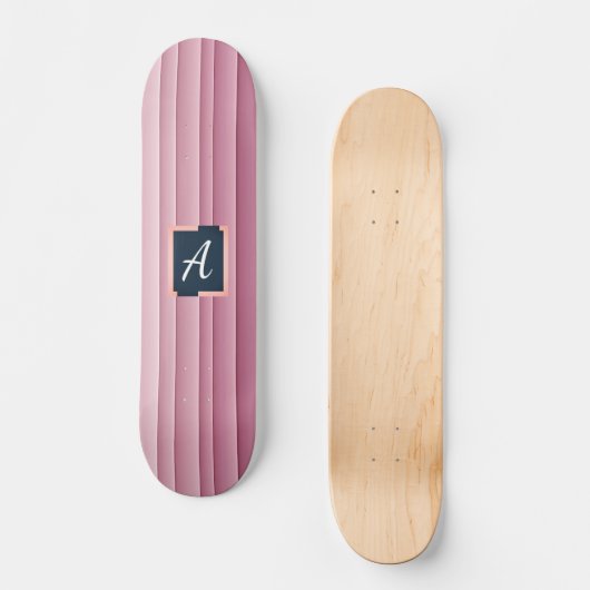 Custom Monogram Pink Gradient Vertical Skateboard (Recto)