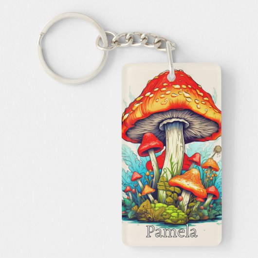  Custom Monogram Psychedelic Mushroom Sleutelhanger (Voorkant)