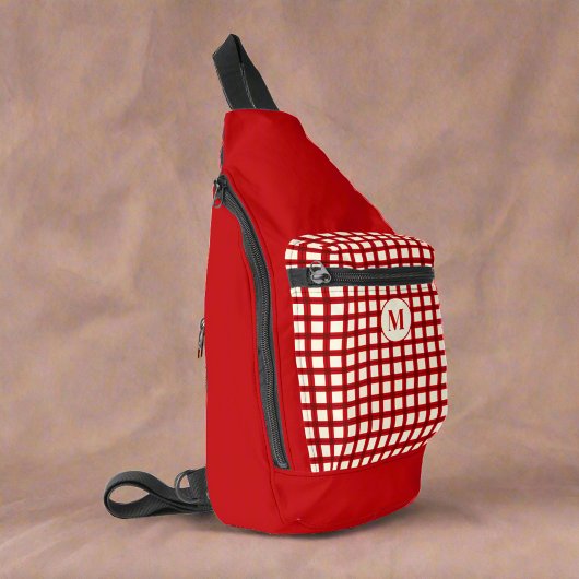 Custom Monogram Red Gingham Vrouwelijk Stijlvol Sling Bag
