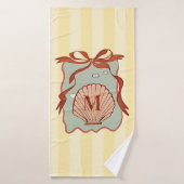 Custom Monogram Retro Coastal Seashell Badhanddoek (Badhanddoek)