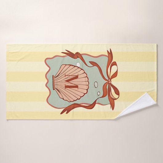Custom Monogram Retro Coastal Seashell Badhanddoek (Badhanddoek)
