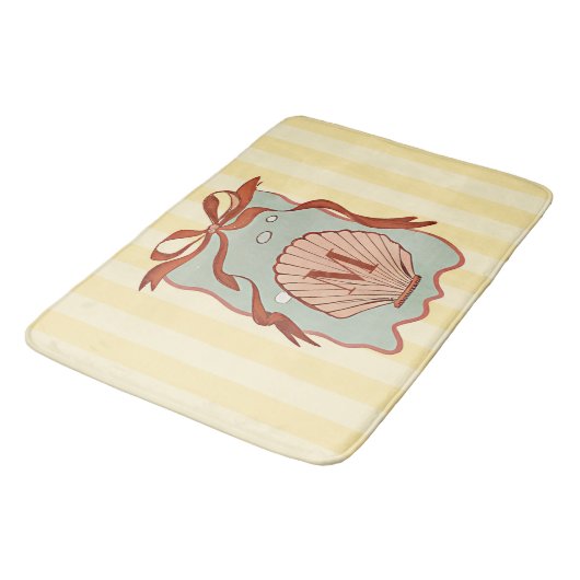 Custom Monogram Retro Coastal Seashell Badmat (Gekanteld)