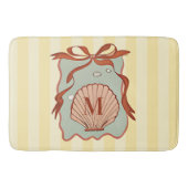 Custom Monogram Retro Coastal Seashell Badmat (Voorkant)