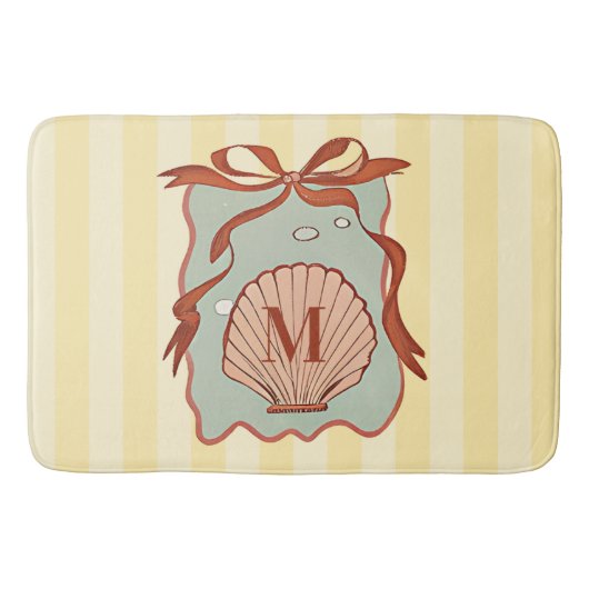 Custom Monogram Retro Coastal Seashell Badmat (Voorkant)