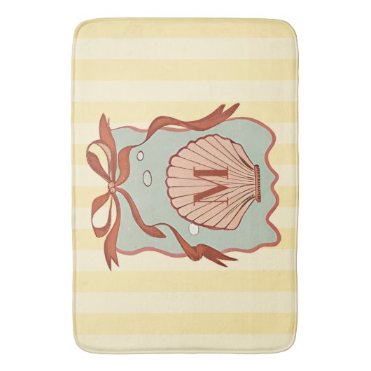 Custom Monogram Retro Coastal Seashell Badmat (Voorkant Verticaal)