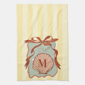 Custom Monogram Retro Coastal Seashell Theedoek (Verticaal)