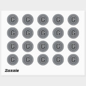 Custom Monogram Retro Typografie Grijs Zwart Ronde Sticker (Vel)