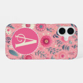 Custom Monogram Roze Enchanted Blooms iPhone 16 Hoesje (Achterkant horizontaal)