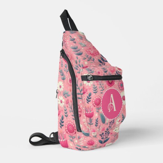 Custom Monogram Roze Enchanted Blooms Sling Bag (Linkerhoek)
