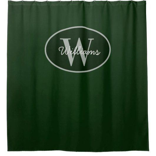Custom Monogram Shower Curtain Dark Green Moody Douchegordijn (Voorkant)