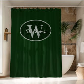Custom Monogram Shower Curtain Dark Green Moody Douchegordijn