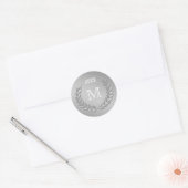 Custom Monogram Silver Gray Laurel Wreath Ronde Sticker (Envelop)