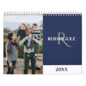 Custom Monogram Spanish Navy Blue Photo Kalender (Hoes)
