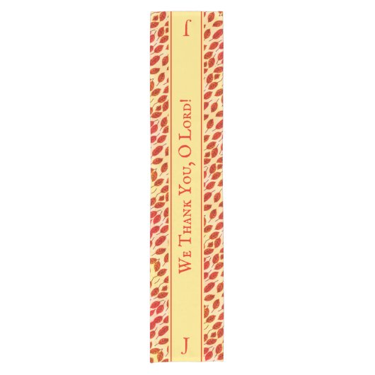 Custom Monogram Thanksgiving FALL AUTUMN LEAVES Korte Tafelloper (Voorkant)