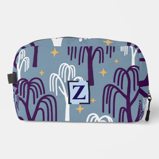 Custom Monogram Willow Tree Pattern Dopp Kit  Toilettasje (Voorkant)