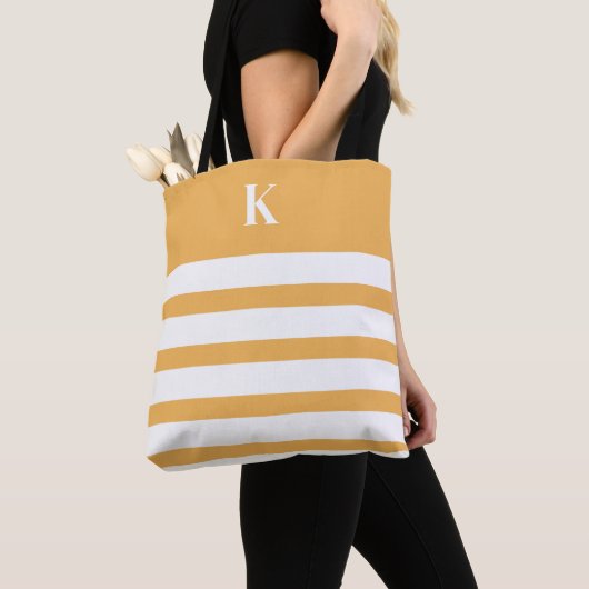 Custom Monogram Yellow Stripes Draagtas (Dichtbij)