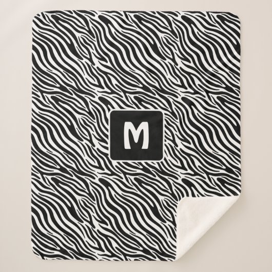 Custom Monogram Zebra Pattern Sherpa Deken (Voorkant)
