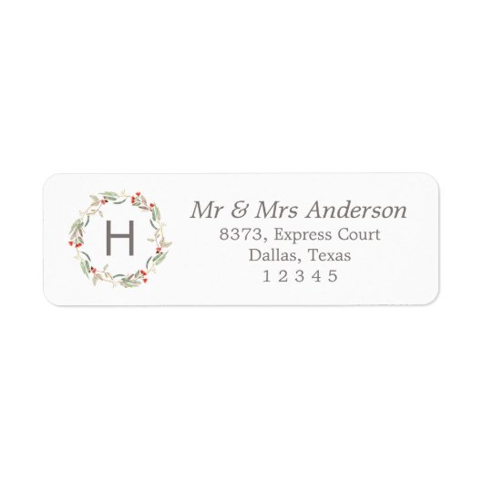 Custom Monogrammed Australische bloemkrans retour Etiket (Voorkant)
