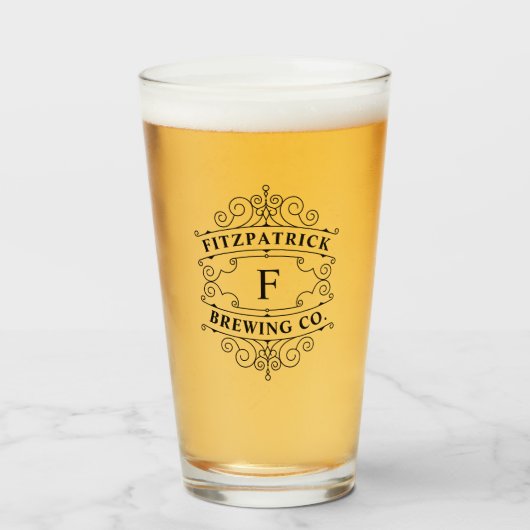 Custom  Monogrammed Classic Home Bar Bier Glas (Voorkant gevuld)