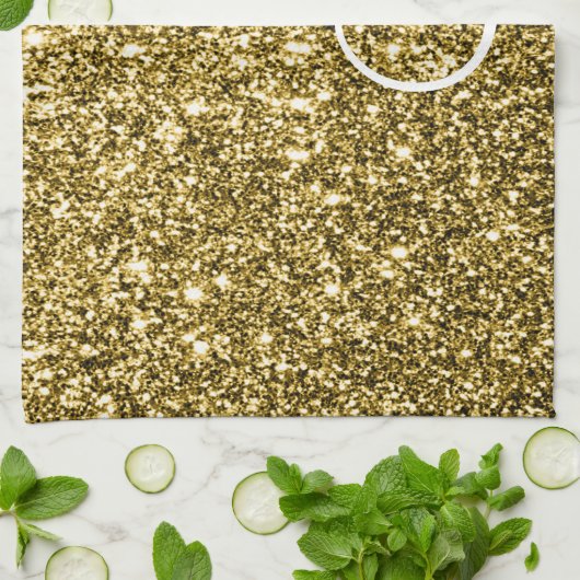 Custom Monogrammed Faux Gold Glitter Sparkle Theedoek (Gevouwen)