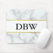 Custom Monogrammed Faux White Marble Muismat (Met muis)