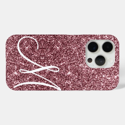 Custom Monogrammed Roos Gouden Glitter Glam Case-Mate iPhone Case (Achterkant (horizontaal))
