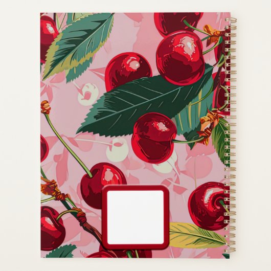 Custom Monogrammed Roze Retro Cherry Business Planner (Achterkant)