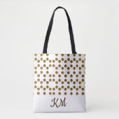 Custom Monogrammed Wit Gouden Stippen Canvas tas (Voorkant)