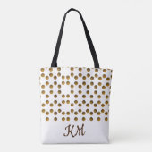 Custom Monogrammed Wit Gouden Stippen Canvas tas (Achterkant)