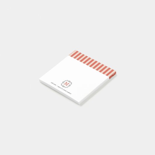 Custom Monograms Post-it® Notes in retro style. (Incliné)