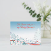 Custom Mooie Blues Boom & Bloemen God Bless Feestdagenkaart (Staand voorkant)