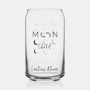 Custom Moon Child Monogram Can Glass beroemd gemaa Blikvorm Glas
