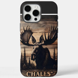 Custom Moose Wood Art iPhone 16 Pro Max Hoesje
