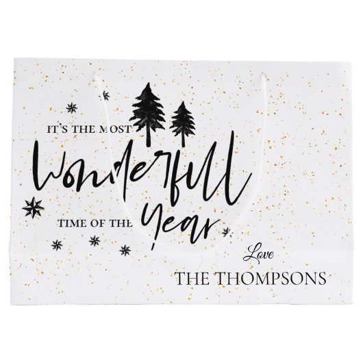 Custom Most Wonderful Time van het Jaar Kerstmis Groot Cadeauzakje (Achterkant)