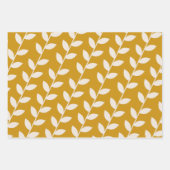Custom Mosterd 70s Retro Leaf Patroon Inpakpapier Vel (Voorkant)