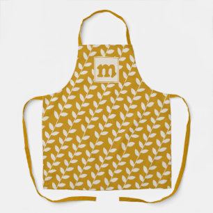 Custom Mosterd 70s Retro Leaf Patroon Monogram Schort