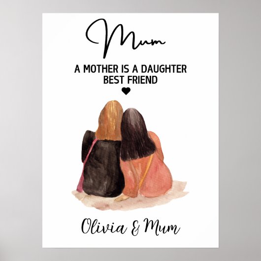 Custom Mother Fille Ami Fête de la mère Poster (Devant)